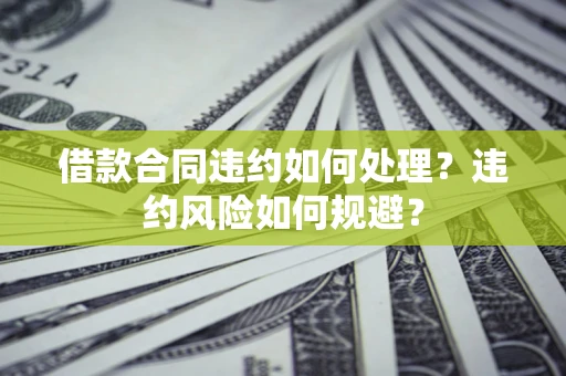 武汉借款合同违约如何处理？违约风险如何规避？